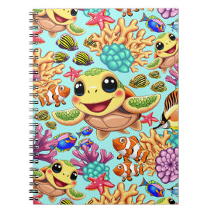 Carnet Tortue de mer bébé heureuse et mignonne