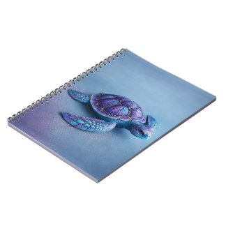 Carnet Tortue de mer fantastique en bleu et violet, paisi