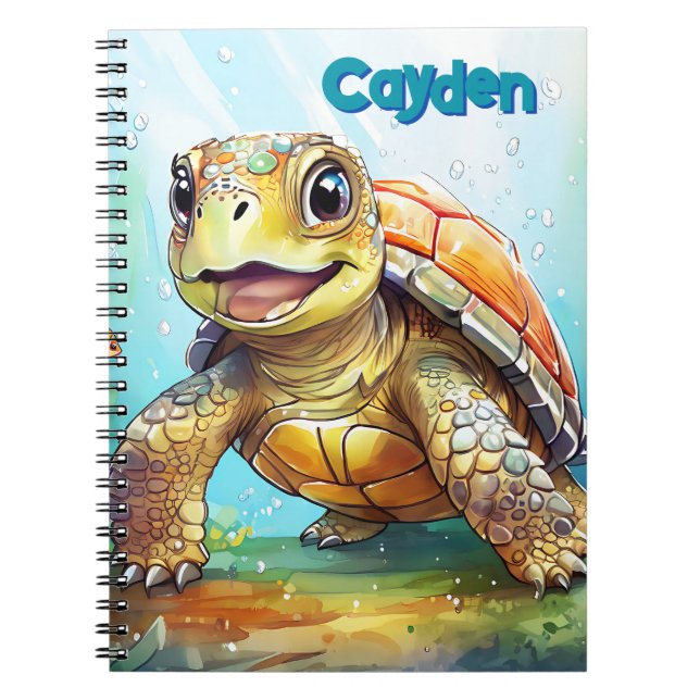 Carnet Tortue de mer mignonne personnalisée (Devant)