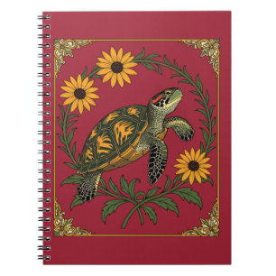 Carnet Tortue Diamant et Fleurs de Susan aux Yeux Noirs
