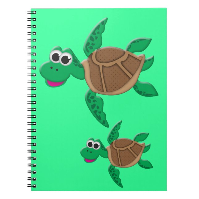 Carnet Tortue mignonne de bande dessinée (Devant)