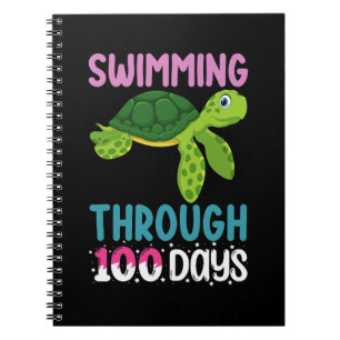 Carnet Tortue Nageant à Travers 100 Jours D'école