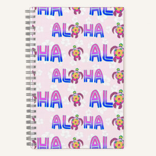 Carnet Tortue tropicale hawaïenne rose violet