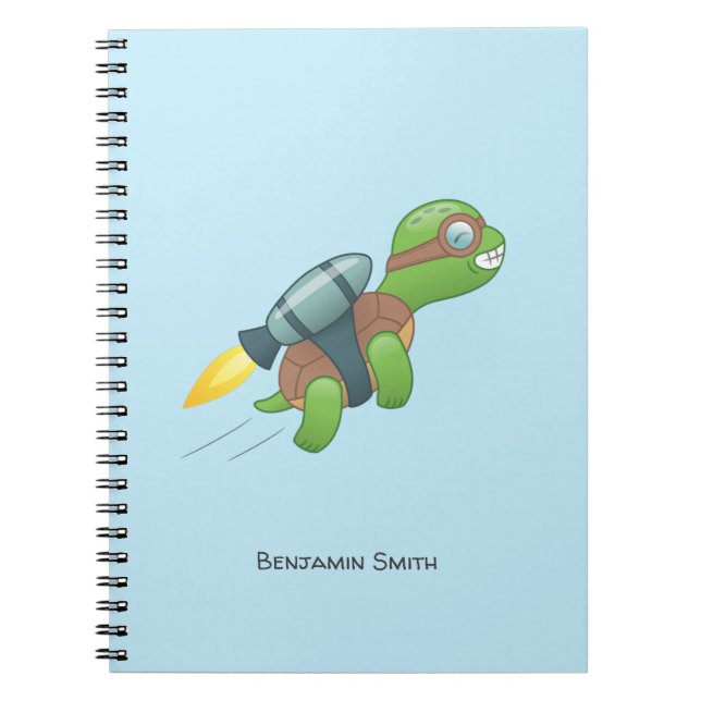 Carnet Tortue volante avec Jetpack bleu (Devant)