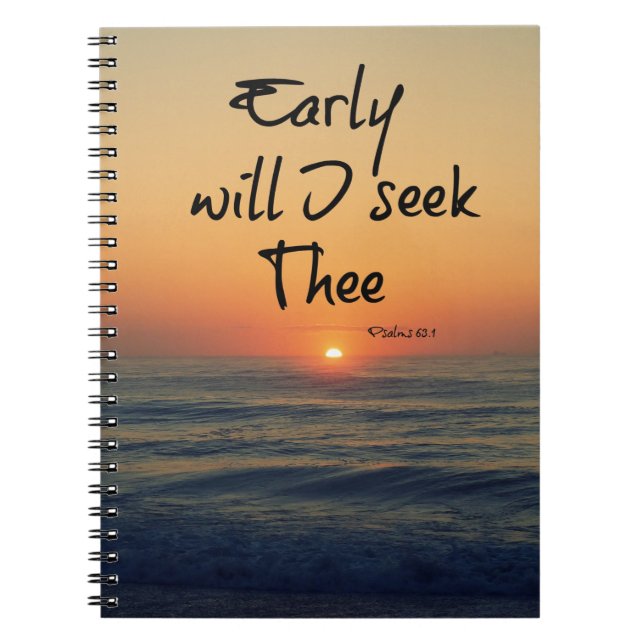 Carnet Tôt je chercherai la Bible Verse Ocean Sunrise (Devant)