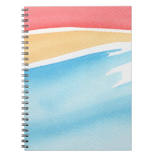 Carnet Touches d'aquarelle rouge orange et bleu Cool