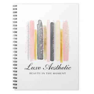 Carnet Touches de peinture aquarelle rose poudré et or ro
