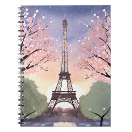 Carnet Tour Eiffel en fleurs | Aquarelle Paris France
