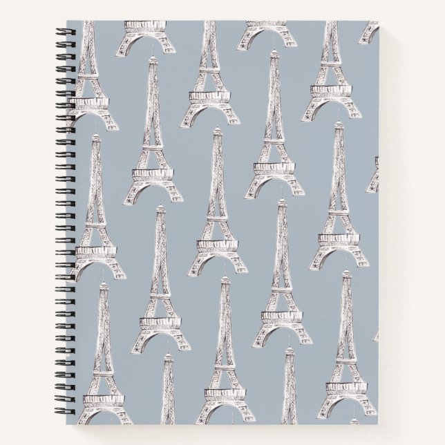 Carnet Tour Eiffel Paris Motif Français Aquarelle (Devant)