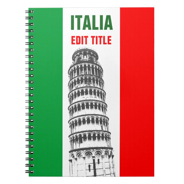 Carnet Tour personnalisée de Pise et de drapeau italien (Devant)