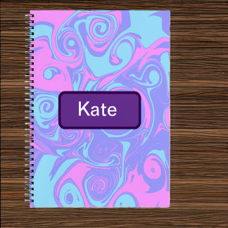 Carnet Tourbillons roses et bleus abstraits 