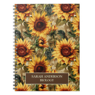Carnet Tournesols Aquarelle Nature Nom Sujet Personnalisé