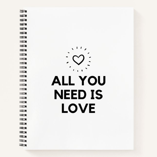 Carnet Tout ce dont tu as besoin, c'est d'amour (Devant)