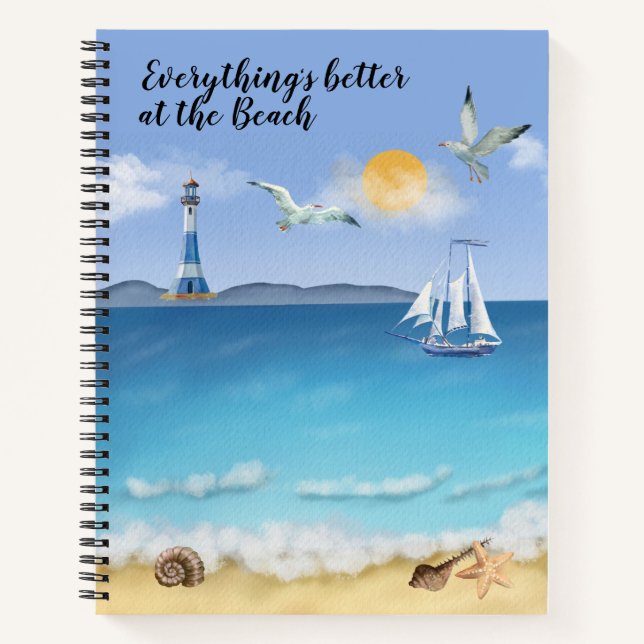 Carnet Tout est mieux sur la plage Ocean Scene (Devant)