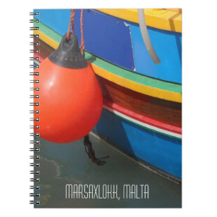 Carnet Traditional Blue Yellow Striped Fishing Boat Malta