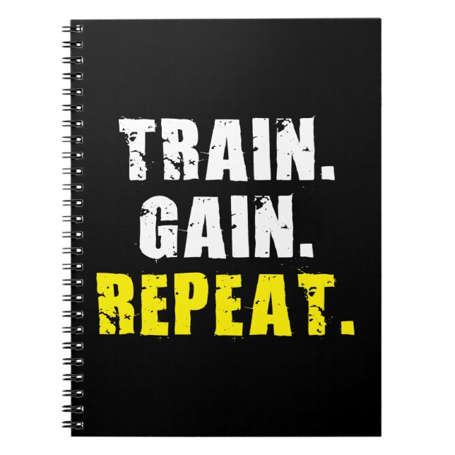 Carnet TRAIN, GAIN, REPEAT - Gym Workout Motivational (Devant)