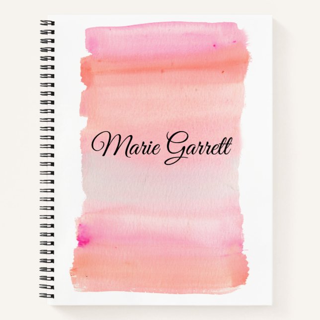 Carnet Trait de pinceau à l'aquarelle rose moderne (Devant)