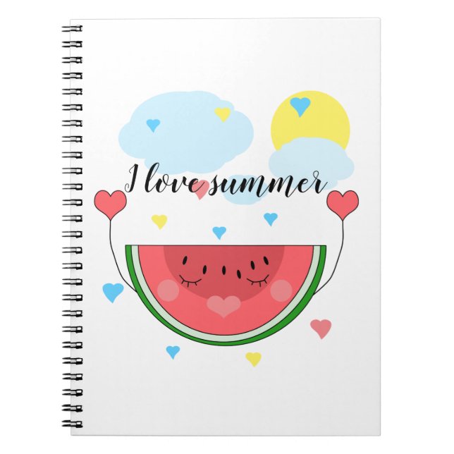 Carnet tranche de pastèque, texte, "J'aime l'été", (Devant)