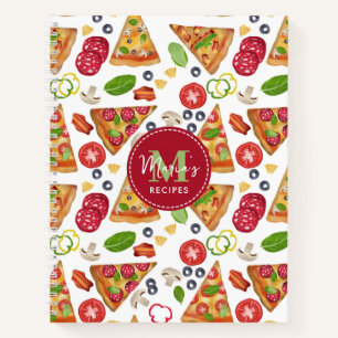 Carnet Tranches de pizza à l'aquarelle modèle recette ita