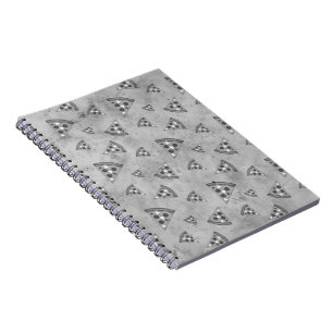 Carnet Tranches de pizza cool motif noir blanc gris vinta