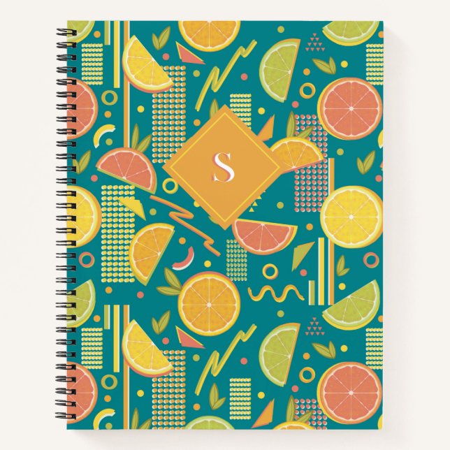 Carnet Tranches turquoises de fruits à agrumes des années (Devant)