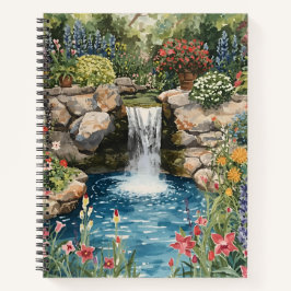Carnet Tranquil Garden Waterfall Spiral Notebook