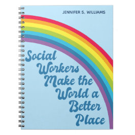 Carnet Travail social Citation inspirante Rainbow Blue
