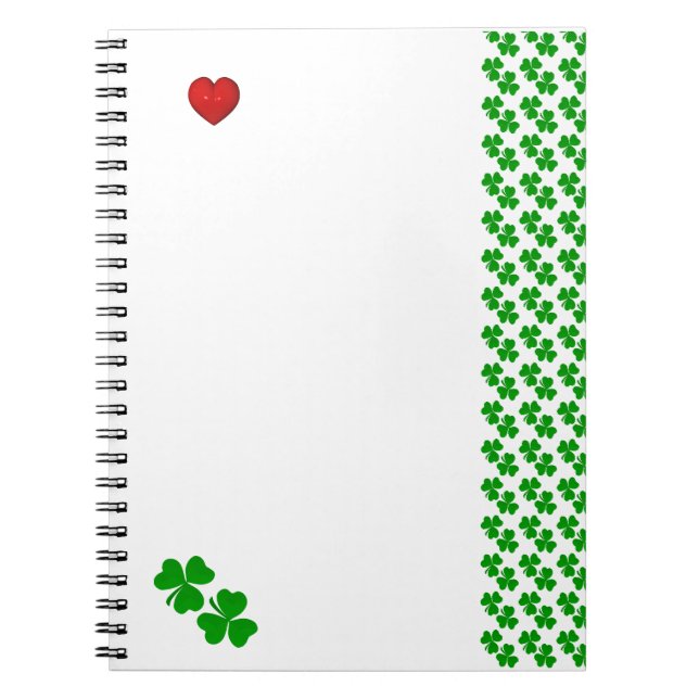 Carnet Trèfles avec papeterie irlandaise à coeur rouge (Devant)