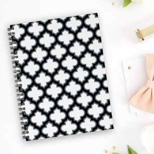 Carnet Trellis blanc et noir, treillis, Quatrefoil