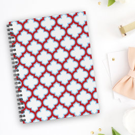 Carnet Trellis blanc et rouge, treillis, Quatrefoil