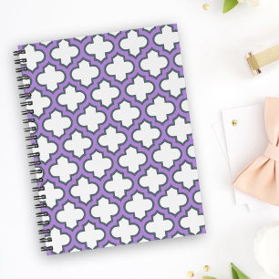Carnet Trellis blanc et violet, treillis, Quatrefoil