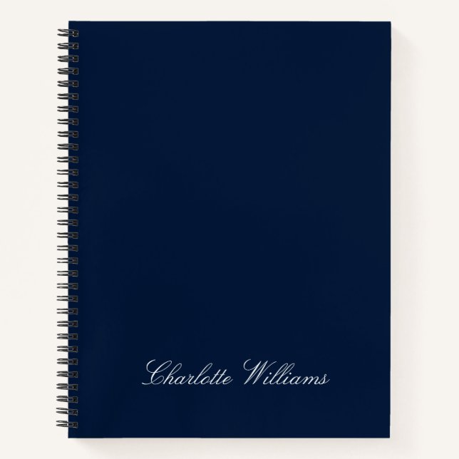 Carnet Trendy Script Navy Blue Minimalist Monogram (Devant)