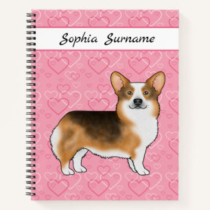 Carnet Tri en tête rouge Pembroke Welsh Corgi Coeurs et n
