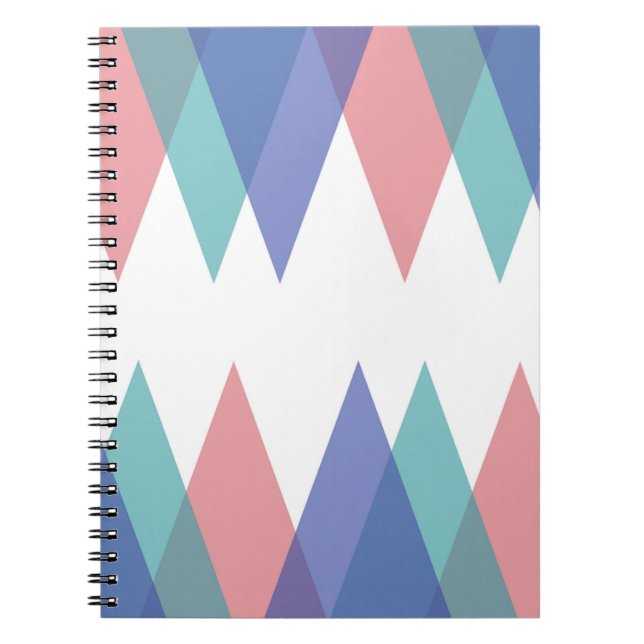 Carnet Triangles bleu et corail (Devant)