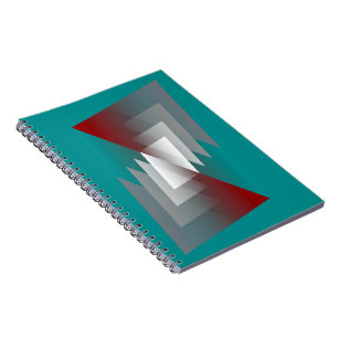 Carnet Triangles gris turquoise sur bordeaux