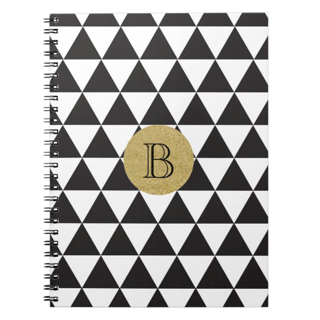 Carnet Triangles Noir & Blanc & Glamour Or Chic (Devant)