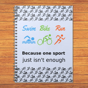 Carnet Triathlon motif nage vélo course sport soumission