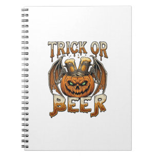 Carnet Trick Or Beer Halloween Citrouille Squelette Ailes