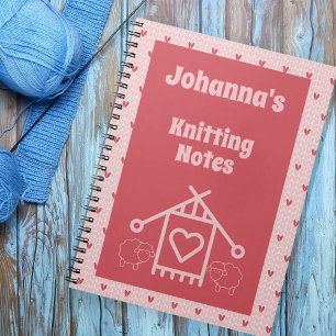 Carnet Tricot notes coeurs et moutons roses