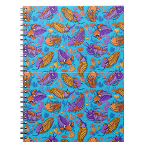 Carnet Trilobites sur fond bleu clair (motif pour enfants