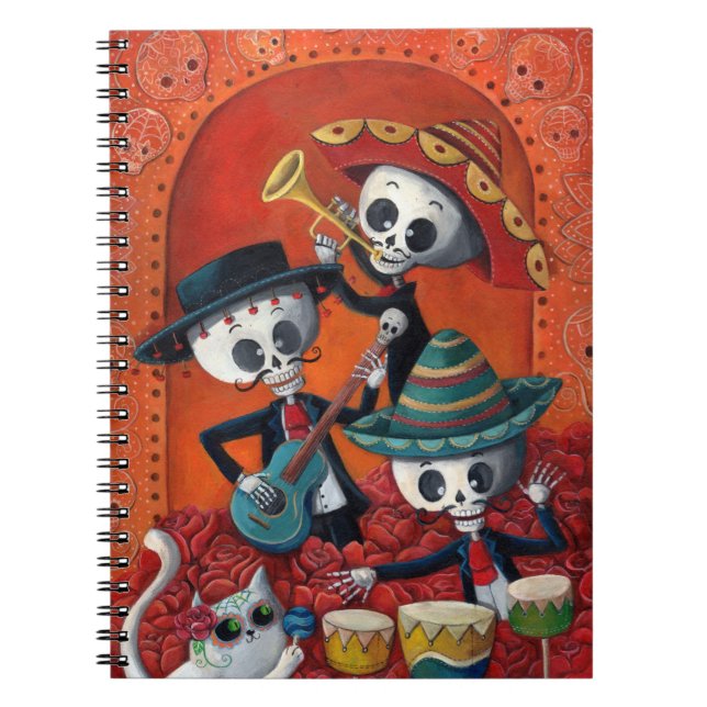 Carnet Trio de mariachi de Dia de Los Muertos Skeleton (Devant)