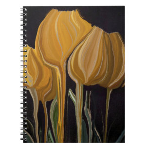 Carnet Trio de Tulipes Dorées sur Fond Noir