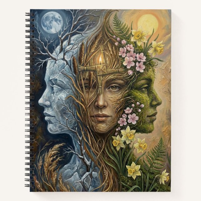 Carnet Triple Goddess Winter to Spring Imbolc Fantasy Art (Devant)