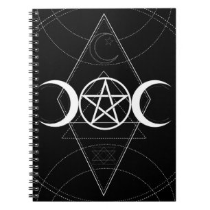Carnet Triple Lune Luna Géométrie Pentagramme Wicca Wicca