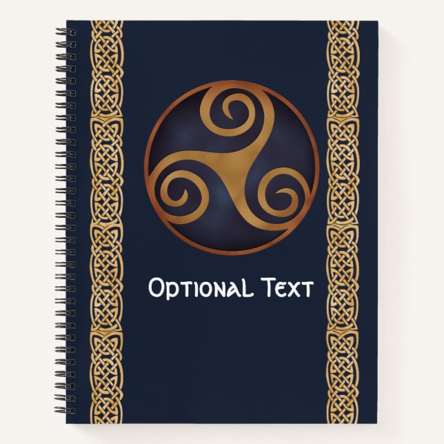 Carnet Triskelion celtique (bleu) personnalisé (Devant)