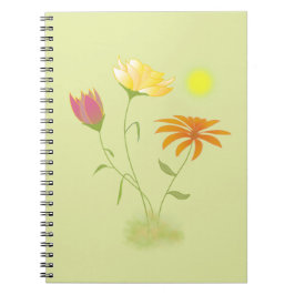 Carnet Trois fleurs au soleil - transparentes.