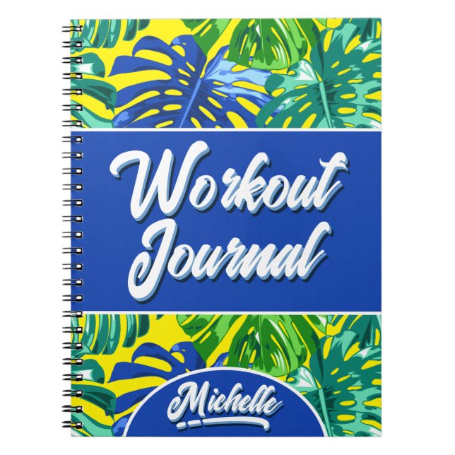 Carnet Tropical Blue Jaune Jungle Feuille entraînement (Devant)