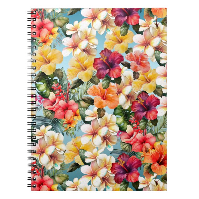 Carnet Tropical Rouge Jaune Tropical Hibiscus Fleurs (Devant)