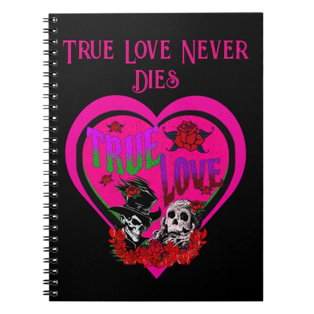 Carnet True Love Pink Skull Couple Personnalisé (Devant)