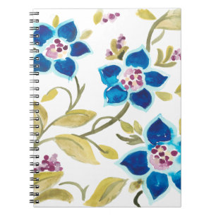 Carnet Tuiles florales d'abbaye - fleurs bleues